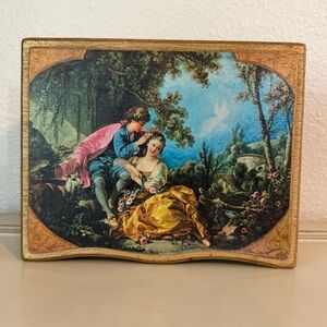 The Four Seasons Vintage Wooden Jewelry Box Mirror Romantic Florentine Style